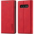 thumbnail image 1 of Case for Samsung Galaxy S10 Plus, Vintage Classic Matte Leather Wallet Case Flip Notebook Style Cover with Magnetic Closure Kickstand Card Slots - Red, 1 of 16