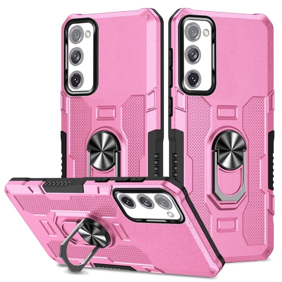 Case for Samsung Galaxy S20 FE 2022/S20 FE 5G/S20 FE, Ring Holder Kickstand Anti-Fingerprint Non-slip Anti-Drop Heavy Duty Defender Rugged Case Cover for Samsung S20 FE Phone 6.5",Pink