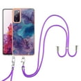 thumbnail image 1 of Case for Samsung Galaxy S20 FE, Adjustable Detachable Crossbody Strap Neck Strap Silicone Bumper Marble Painted TPU Ultra Thin Shockproof Protective Phone Case Cover for Galaxy S20 FE, Purple, 1 of 7