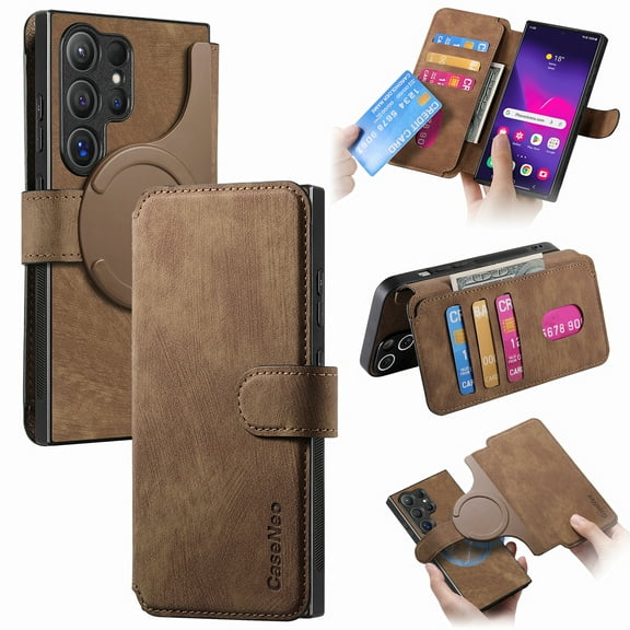 Case for Samsung Galaxy S20 Plus Detachable Magnetic Wallet Phone Case for Men Women, RFID Blocking Material Retro Folio Flip Leather Case with 3 Card Slots for Samsung Galaxy S20 Plus, Brown
