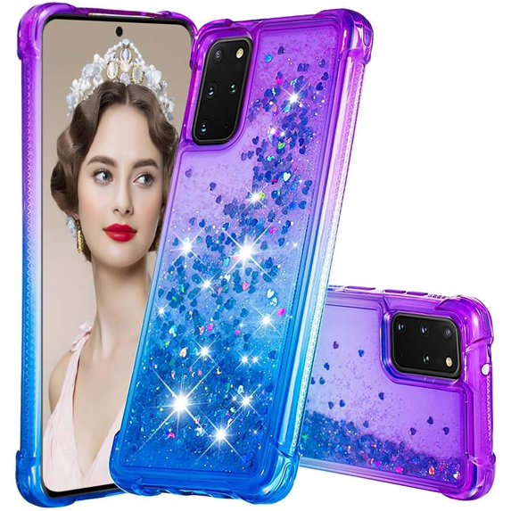 Case for Samsung Galaxy S20 Plus, Galaxy S20 Plus Case Liquid Cute Clear Glitter Heavy Duty Shockproof Soft TPU Protective for Girls Women Phone Case for Samsung Galaxy S20 Plus Gradient Purple