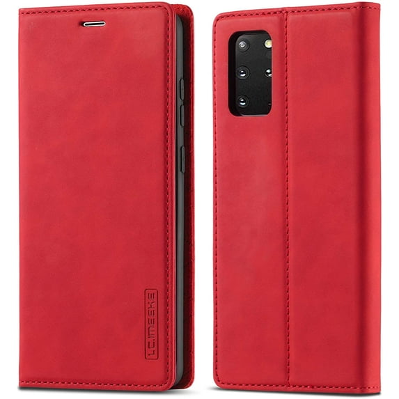 Case for Samsung Galaxy S20 Plus, Vintage Classic Matte Leather Wallet Case Flip Notebook Style Cover with Magnetic Closure Kickstand Card Slots - Red
