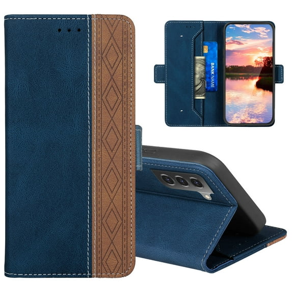 Case for Samsung Galaxy S21 5G 6.2" 2021, Allytech Flip Folio Wallet Case with Money Pocket RFID Blocking PU Leather & TPU Inner Shell with Stand Case for Galaxy S21 2021, Blue