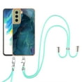 thumbnail image 1 of Case for Samsung Galaxy S21, Adjustable Detachable Crossbody Strap Neck Strap Silicone Bumper Marble Painted TPU Ultra Thin Shockproof Protective Phone Case Cover for Galaxy S21, Green, 1 of 7