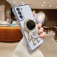 thumbnail image 1 of Case for Samsung Galaxy S21 with Astronaut Stand,Luxury Plating Electroplate Case with Camera Protection Cute Love Heart Side Pattern Soft Silicone Shockproof Kickstand Cover-Blue, 1 of 10