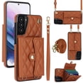 thumbnail image 1 of Case for Samsung Galaxy S21, Crossbody Wristlet Case Wallet with RFID Blocking Card Slots KickStand Flip Folio PU Leather Magnetic Protective Cover Women for Samsung Galaxy S21, Brown, 1 of 9