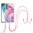 thumbnail image 1 of Case for Samsung Galaxy S21 FE, Adjustable Detachable Crossbody Strap Neck Strap Silicone Bumper Marble Painted TPU Ultra Thin Shockproof Protective Phone Case Cover for Galaxy S21 FE, Pink, 1 of 7