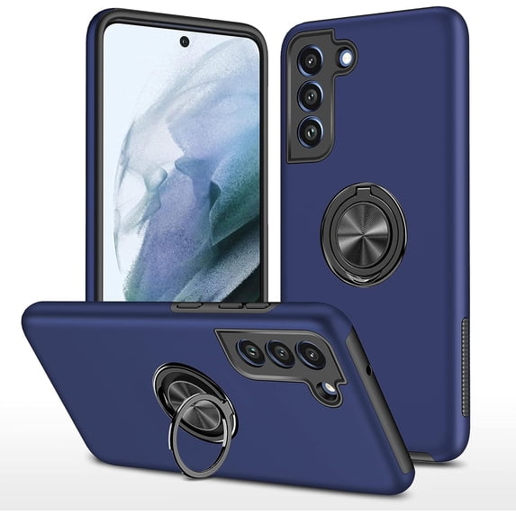 Case for Samsung Galaxy S21 FE, Light Shockproof Protective Cover with Built-in Magnetic Rotating Holder Kickstand Stand Compatible for Samsung Samsung Galaxy S21 FE (Blue)