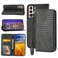thumbnail image 1 of Case for Samsung Galaxy S21 FE, Magnetic Matte Premium PU Leather Stand Flip Cover with Card Slots and Wallet, Shockproof and Full Body Protection Compatible with Galaxy S21 FE - Black, 1 of 10