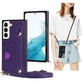 thumbnail image 1 of Case for Samsung Galaxy S21 FE (Not S21) with Card Slot Holder, Removable Adjustable Shoulder Strap Lanyard Crossbody Neck Purse Phone Case for Samsung Galaxy S21 FE KB Purple, 1 of 17