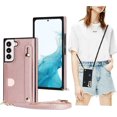 thumbnail image 1 of Case for Samsung Galaxy S21 FE (Not S21) with Card Slot Holder, Removable Adjustable Shoulder Strap Lanyard Crossbody Neck Purse Phone Case for Samsung Galaxy S21 FE KB Rose, 1 of 18