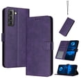 thumbnail image 1 of Case for Samsung Galaxy S21 FE Women Men Premium PU Leather Simple Wallet Case [Card Slots] [Kickstand] [Magnetic Closure] Shockproof Flip Cover for Samsung Galaxy S21 FE with Wrist Strap,Purple, 1 of 12