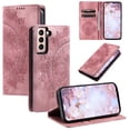 thumbnail image 1 of Case for Samsung Galaxy S21 Plus Wallet Case for Women Girls with Card Holder, Embossed Flower Pattern Magnetic Flip PU Leather Purse Protective Phone Cover for Samsung Galaxy S21 Plus, Pink, 1 of 10