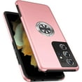 thumbnail image 1 of Case for Samsung Galaxy S21 Ultra 5G, [Built-in Camera Cover] Military Shockproof Phone Case Cover with Embedded Metal Ring Stand Kickstand [Support Magnetic Car Holder] for S21 Ultra, Pink, 1 of 13