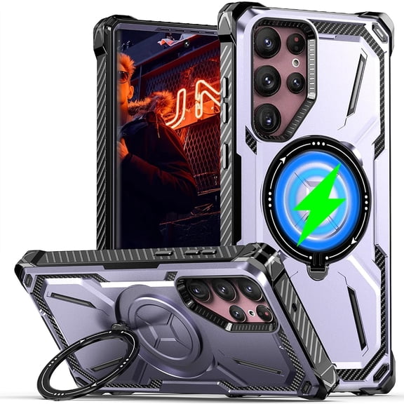 Case for Samsung Galaxy S21 Ultra 5G (Not S21), Heavy Duty Magnetic Stand Cover Rugged Shock Slim Phone Case for Samsung Galaxy S21 Ultra 5G.HJJ-Purple