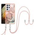 thumbnail image 1 of Case for Samsung Galaxy S21 Ultra, Adjustable Detachable Crossbody Strap Neck Strap Silicone Bumper Marble Painted TPU Ultra Thin Shockproof Protective Phone Case Cover for Galaxy S21 Ultra, Rosegold, 1 of 7