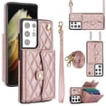 thumbnail image 1 of Case for Samsung Galaxy S21 Ultra, Crossbody Wristlet Case Wallet with RFID Blocking Card Slots KickStand Flip Folio PU Leather Magnetic Protective Cover Women for Samsung Galaxy S21 Ultra, Rosegold, 1 of 9