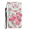 thumbnail image 1 of Case for Samsung Galaxy S22 5G, PU Leather Stand Wallet Case with Wrist Strap and Cards Slots Pocket Shockproof Protective Cover for Samsung Galaxy S22 5G 6.1 inch,Flowers, 1 of 7