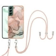thumbnail image 1 of Case for Samsung Galaxy S22, Adjustable Detachable Crossbody Strap Neck Strap Silicone Bumper Marble Painted TPU Ultra Thin Shockproof Protective Phone Case Cover for Galaxy S22, Rosegold, 1 of 7