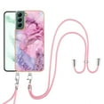 thumbnail image 1 of Case for Samsung Galaxy S22, Adjustable Detachable Crossbody Strap Neck Strap Silicone Bumper Marble Painted TPU Ultra Thin Shockproof Protective Phone Case Cover for Galaxy S22, Pink, 1 of 7