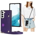 thumbnail image 1 of Case for Samsung Galaxy S22 with Card Slot Holder, Removable Adjustable Shoulder Strap Lanyard Crossbody Neck Purse Phone Case for Samsung Galaxy S22 KB Purple, 1 of 18