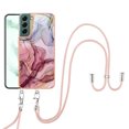 thumbnail image 1 of Case for Samsung Galaxy S22 Plus, Adjustable Detachable Crossbody Strap Neck Strap Silicone Bumper Marble Painted TPU Ultra Thin Shockproof Protective Phone Case Cover for Galaxy S22 Plus, Rose, 1 of 7