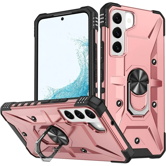 Case for Samsung Galaxy S22 Plus Case Galaxy S22+ Case Military Grade Drop Case with Kickstand Ring Magnetic Holder Shockproof Protective for Galaxy S22 Plus S22+ Phone Case (Rose Gold)