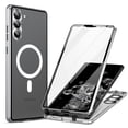 thumbnail image 1 of Case for Samsung Galaxy S22 Plus Magnetic Clear Case Support Wireless Charging, MagSafe Compatible Hard Shell Case with Lens Protector, Shockproof Metal Frame Cover for Galaxy S22 Plus, Silver, 1 of 7