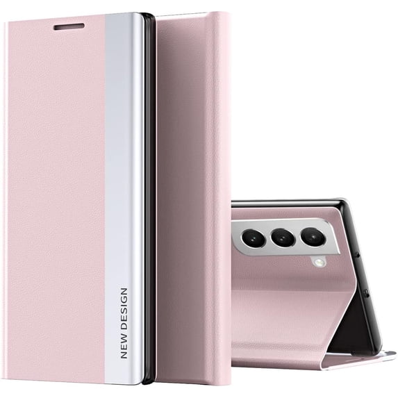 Case for Samsung Galaxy S22 Plus (Not S22), Premium PU Leather Kickstand Cover Durable Shockproof Stand Flip Phone Case for Samsung Galaxy S22 Plus CX Pink