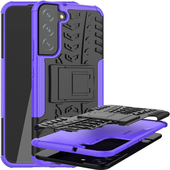 Case for Samsung Galaxy S22 Plus (Not S22), Tyre Pattern Design Hybrid TPU+PC Material Double Layer Protection Shockproof Cover with Kickstand Phone Case for Samsung Galaxy S22 Plus XC Purple