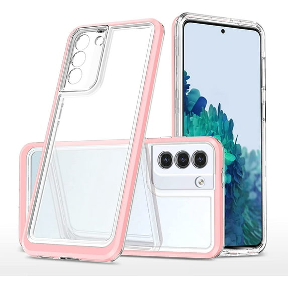 Case for Samsung Galaxy S22, Slim Thin Soft TPU Bumper & Hard PC Transparent Back Shockproof Scratch Resistant Protective Phone Case for Samsung Galaxy S22 (Pink)