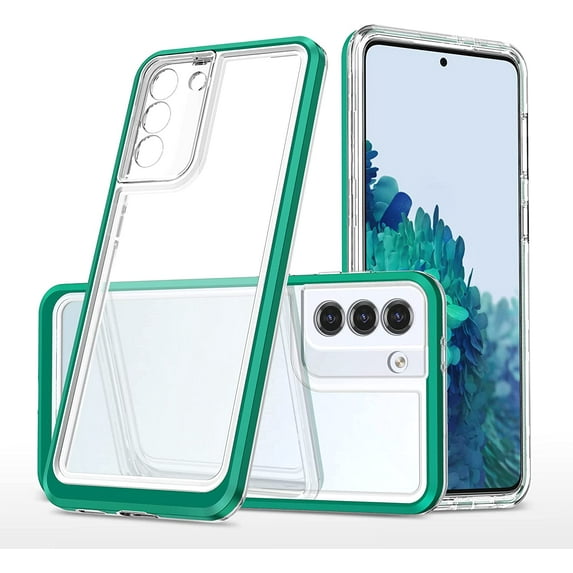 Case for Samsung Galaxy S22, Slim Thin Soft TPU Bumper & Hard PC Transparent Back Shockproof Scratch Resistant Protective Phone Case for Samsung Galaxy S22 (Green)