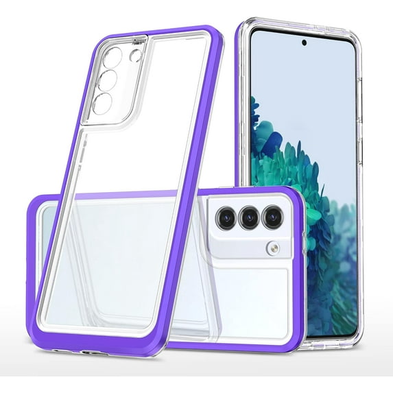 Case for Samsung Galaxy S22, Slim Thin Soft TPU Bumper & Hard PC Transparent Back Shockproof Scratch Resistant Protective Phone Case for Samsung Galaxy S22 (Purple)