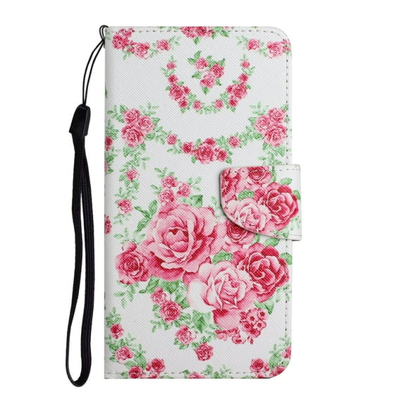 Case for Samsung Galaxy S22 Ultra 5G, PU Leather Stand Wallet Case with Wrist Strap and Cards Slots Pocket Shockproof Protective Cover for Samsung Galaxy S22 Ultra 5G 6.8 inch,Flowers