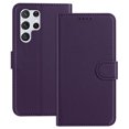 thumbnail image 1 of Case for Samsung Galaxy S22 Ultra with Credit Card Slot, Slim Luxury PU Rugged Non-Slip Grip Shockproof Bumper Full Body Protective Cover Men Women Phone Case for Galaxy S22 Ultra, Purple, 1 of 9