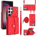 thumbnail image 1 of Case for Samsung Galaxy S22 Ultra, Crossbody Wristlet Case Wallet with RFID Blocking Card Slots KickStand Flip Folio PU Leather Magnetic Protective Cover Women for Samsung Galaxy S22 Ultra, Red, 1 of 9