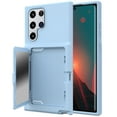 thumbnail image 1 of Case for Samsung Galaxy S22 Ultra with Hidden Makeup Mirror Card Slot Design Cover, Hybrid PC+TPU Shockproof Non-Slip Lens Protection Wallet Case for Samsung Galaxy S22 Ultra,Blue, 1 of 5