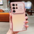 thumbnail image 1 of Case for Samsung Galaxy S22 Ultra, Luxury Plating Wave Frame and Cute Heart Pattern, Camera Lens Edge Raised Protection, Slim Shockproof Hybrid Case for Samsung Galaxy S22 Ultra, Pink, 1 of 9