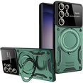 thumbnail image 1 of Case for Samsung Galaxy S22 Ultra with Magnetic Attraction 360° Ring Stand Cover for Samsung Galaxy S22 Ultra with Screen Camera Protector Hard PC TPU Case Green, 1 of 8