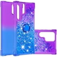 thumbnail image 1 of Case for Samsung Galaxy S22 Ultra with Magnetic Ring Kickstand, Gradient Quicksand Glitter Flowing Liquid Floating Cute Phone Case Clear TPU Cover for Samsung Galaxy S22 Ultra JB Purple Navy, 1 of 14