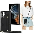 thumbnail image 1 of Case for Samsung Galaxy S22 Ultra (Not S22) with Card Slot Holder, Removable Adjustable Shoulder Strap Lanyard Crossbody Neck Purse Phone Case for Samsung Galaxy S22 Ultra KB Black, 1 of 18