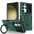 thumbnail image 1 of Case for Samsung Galaxy S22 Ultra, with Sliding Camera Cover, with Rotating Finger Ring Holder Magnetic Bracket Hybrid Hand Grip Protective Shockproof Phone Case Cover for S22 Ultra - Darkgreen, 1 of 10