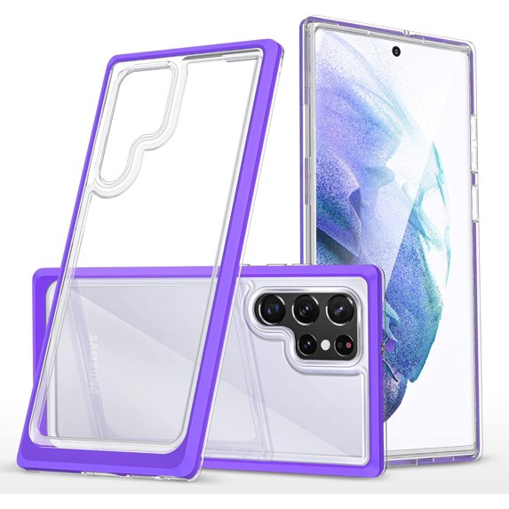 Case for Samsung Galaxy S22 Ultra, Slim Thin Soft TPU Bumper & Hard PC Transparent Back Shockproof Scratch Resistant Protective Phone Case for Samsung Galaxy S22 Ultra (Purple)