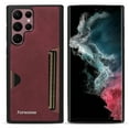 thumbnail image 1 of Case for Samsung Galaxy S22 Ultra, Vintage Premium PU Leather Wallet Case with Credit Card Slot Holder Ultra Slim Drop Protective Lightweight Phone Case Cover for Samsung Galaxy S22 Ultra, Winered, 1 of 7