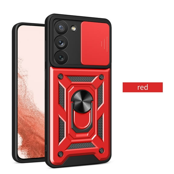 Case for Samsung Galaxy S23 5G, Galaxy S23 5G Phone Case with Slide Camera Cover, Kickstand Heavy Duty Rugged Shockproof Military Grade Protective Case Cover for Samssung S23 5G 6.6", Red