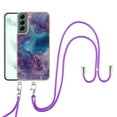 thumbnail image 1 of Case for Samsung Galaxy S23, Adjustable Detachable Crossbody Strap Neck Strap Silicone Bumper Marble Painted TPU Ultra Thin Shockproof Protective Phone Case Cover for Galaxy S23, Purple, 1 of 7