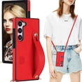 thumbnail image 1 of Case for Samsung Galaxy S23 with Card Slot Holder, Removable Adjustable Shoulder Strap Lanyard Crossbody Neck Purse Phone Case for Samsung Galaxy S23 KB Red, 1 of 15