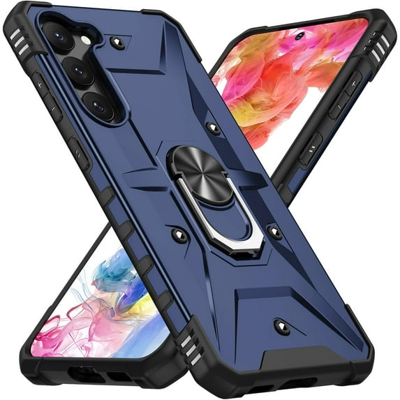 Case for Samsung Galaxy S23 Case Military Grade Drop Case with Kickstand Metel Ring Magnetic Holder Shockproof Protective for Galaxy S23 Phone Case (Blue)
