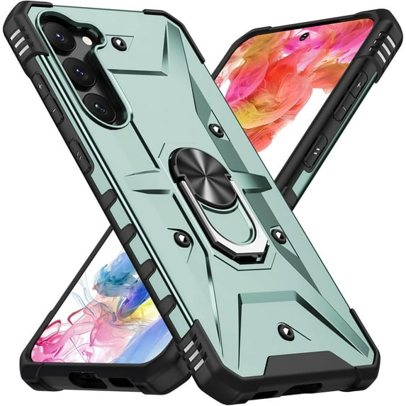 Case for Samsung Galaxy S23 Case Military Grade Drop Case with Kickstand Metel Ring Magnetic Holder Shockproof Protective for Galaxy S23 Phone Case (Midnight Green)