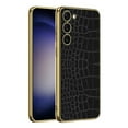 thumbnail image 1 of Case for Samsung Galaxy S23, Classic Crocodile Pattern Print PU Leather with Luxury Plating Gold Edge Phone Cover Slim Non-slip Shockproof Protective Case for Samsung Galaxy S23, Black, 1 of 7